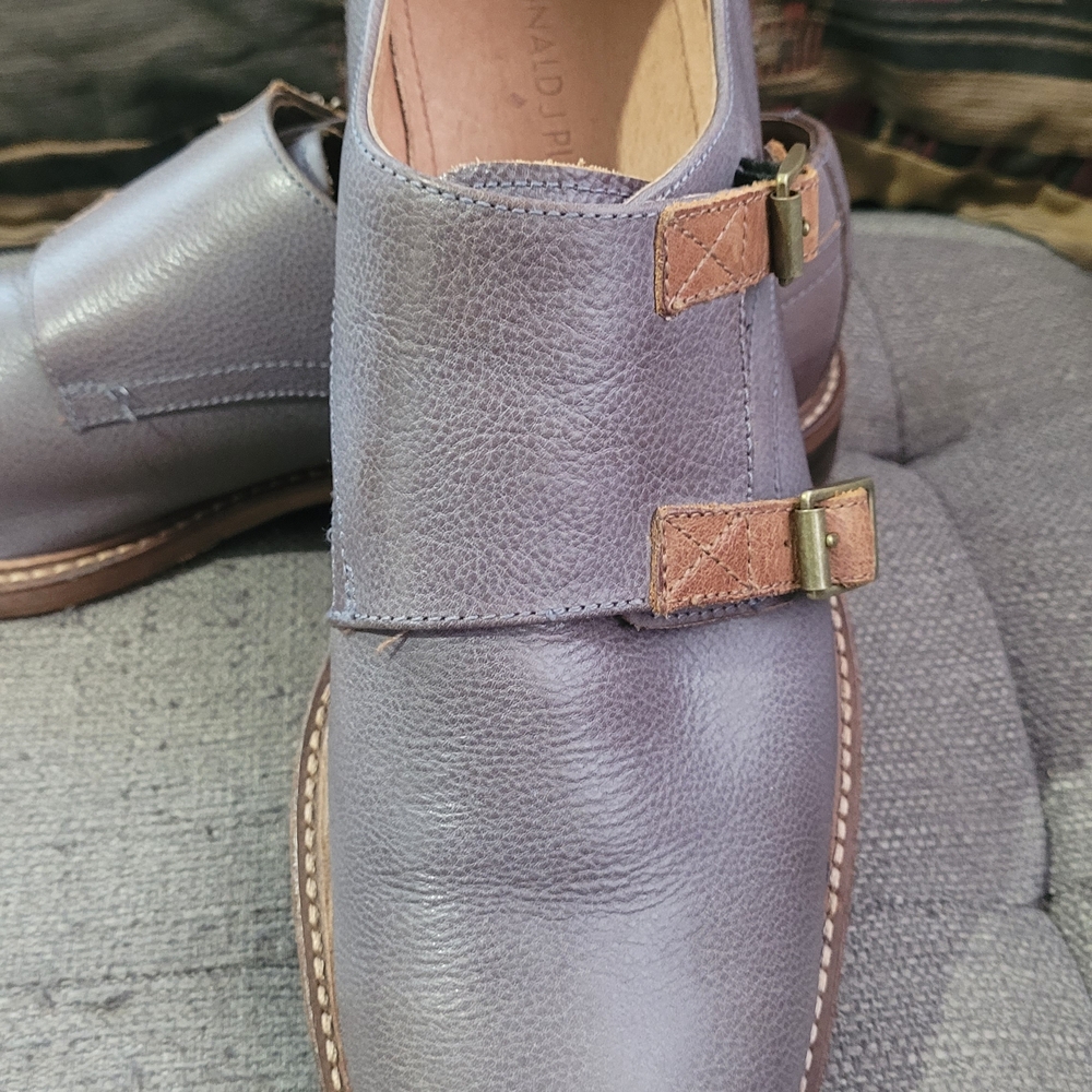 Donald J. Pliner Gray Double Monk Strap Loafers